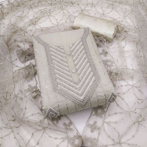 ชุดเดรสทำงานผ้า nazneen ปักลายสไตล์แฟนซี (ไม่มีตะเข็บ) - Product Image 4