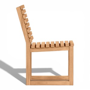 Chaise de salle à manger en teck moderne pour l'extérieur, dossier à lattes, meubles de jardin imperméables, chaise sans accoudoirs en bois massif pour patio, restaurant - Product Image 3