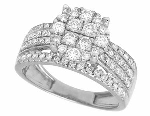 925 Sterling Silver Halo Setting <b>Iced</b> Out Round Moissanite Diamond Engagement Wedding Band <b>Ring</b> For Women - Product Image 3