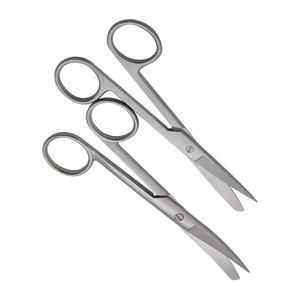 Tijeras quirúrgicas de acero inoxidable, puntas afiladas, curvadas y rectas, para cabeza redonda - Product Image 3