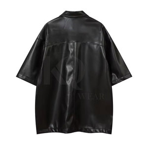 Men Solid Knitted Leather <b>Shirt</b> Button Front Short Sleeve Quick Dry Lightweight Stylish Streetwear Fashion <b>Shirt</b> for <b>Party</b> - Product Image 2