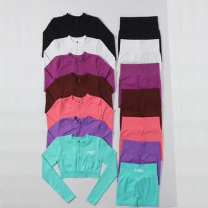 Conjunto de Yoga de 2 piezas para mujer, camiseta sin mangas de manga larga, pantalones deportivos, conjunto de Yoga para mujer, ropa deportiva para entrenamiento, ropa de gimnasio, novedad al por mayor - Product Image 2