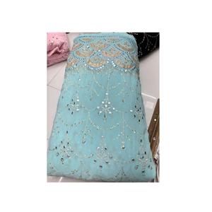 Wholesale Factory Price Embroidery Georgette Sequence <b>Fabric</b> for Bridal Dress From Indian Supplier at Export Price - Product Image 1