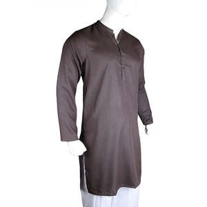 เสื้อคุร์ต้าทรงเข้ารูปพื้นฐานสำหรับผู้ชาย - สีน้ำตาล - สีกาแฟ - Product Image 4