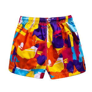 Pantalones cortos de playa versátiles para hombre con patrón de bloque de color y cintura ajustable para mayor comodidad Pantalones cortos de playa para hombre de secado rápido - Product Image 4