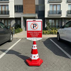 Classic Cat's Eye Weighted Traffic Cone Set with <b>Double</b>-Sided Logo No Parking for Foreign Vehicles-Traffic Warning Products - Product Image 2