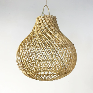 Lámpara colgante de mimbre rústica moderna antigua, opción superior para la decoración del hogar del cielo, iluminación colgante en forma de cebolla de Bambú - Product Image 1