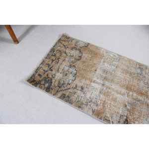 Alfombra Turca Vintage Pequeña de 1.7x3.2 pies, Alfombra Marrón de Lana Marroquí - Product Image 2