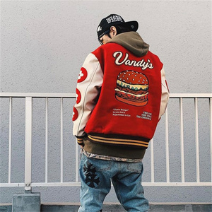 Vestes de baseball en chenille de laine avec logo personnalisé, broderie, lettres, hommes, vintage, à capuche, manches papillon, polyester/coton, coupe-vent - Product Image 5