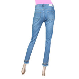 Pantalon en jean pour femme avec broderie - Bleu clair - Product Image 4