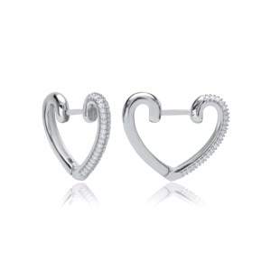 Heart Design CZ Stone Sterling <b>Silver</b> <b>Hoop</b> Earrings Handmade Turkish Wholesale 925 Sterling <b>Silver</b> Jewelry - Product Image 6