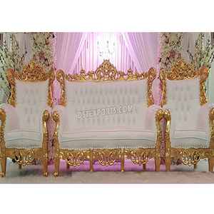 Ensemble de canapé en bois sculpté lourd pour les étapes de mariage asiatique fabricant d'ensemble de canapé en bois pour la scène de mariage - Product Image 1