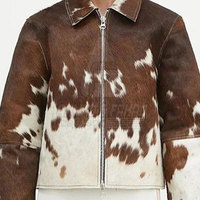 Veste en cuir de vachette respirante et chaude pour femme, style décontracté, fermeture éclair tricotée, service OEM, couleur et logo personnalisés, coton