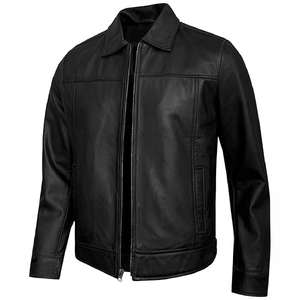 Premium men leather jacket <b>genuine</b> cowhide biker style slim fit winter fashion durable outerwear bulk supplier - Product Image 4