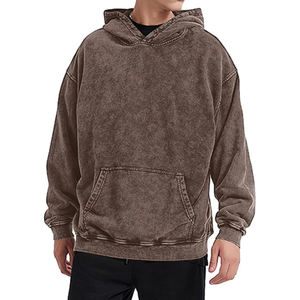 Sweat-shirt homme personnalisé à épaules tombantes, broderie 3D, 100% coton French Terry, respirant, écologique, délavé à l'acide, vintage, avec poche kangourou - Product Image 2