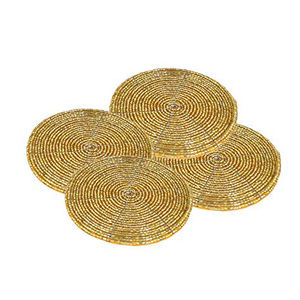 Juego de posavasos con cuentas rojas de 4 piezas, posavasos de vidrio, posavasos - Product Image 3