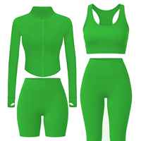 Ensemble de yoga 4 pièces grande taille pour femme – Motif uni, tenue de sport respirante, soutien-gorge de sport, leggings et shorts élastiques taille haute