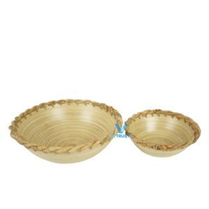 Bol en bambou filé écologique mélange de coton bol de service fait à la main Style rustique cuisine vaisselle accessoires de salle à manger - Product Image 3