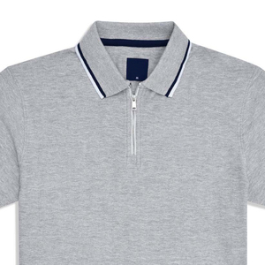 Camiseta Polo de alta gama 100% algodón respetuosa con el medio ambiente para hombre, patrón sólido personalizable, textura de hueso de arenque gris jaspeado, talla 6XL - Product Image 2