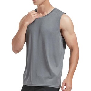 เสื้อยืดแขนกุดสำหรับออกกำลังกายผ้าฝ้าย100% สตรีทแวร์ระบายอากาศเสื้อกั๊กสีเทาออกแบบได้ตามต้องการ - Product Image 1