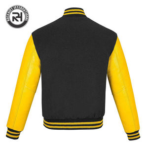 Vente en gros de veste universitaire noire de qualité supérieure avec support avant personnalisé pour vêtements de sport d'équipe scolaire veste Letterman de baseball fabricant OEM - Product Image 5