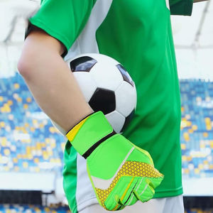 Comfortable Leather Goalkeeper Gloves with Easy Wrist Support <b>and</b> Breathable Fabric for Outdoor Use - Product Image 5