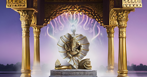 Modern <b>Leaf</b> <b>Wall</b> Hanging Ganesha Sculpture Hand-Crafted White-Golden Aluminium for Home & Office <b>Decor</b> - Product Image 3