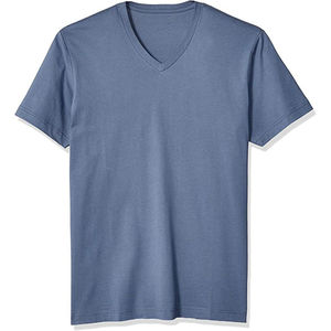 Vente en gros T-shirts à col en V pour hommes T-shirt uni grande taille respirant en coton biologique Impression de logo personnalisé Doux et confortable - Product Image 4