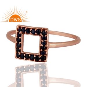 Anillo apilable de plata de ley hecha a mano en India, chapado en oro rosa, con piedra preciosa de zafiro azul natural, joyería fina para mujer. - Product Image 2