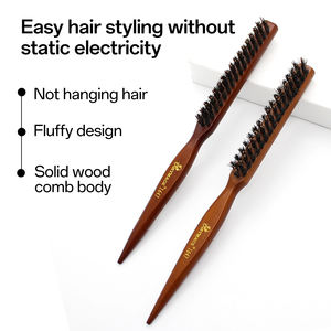 Brosse de coiffure en poils de sanglier et de <span class=keywords><strong>nylon</strong></span> Queue de rat Teasing Brosse à cheveux en poils de sanglier Peigne pour le peignage arrière et le contrôle des bords - Product Image 6