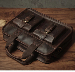 Classic Genuine Leather Laptop Messenger with Crossbody Strap Portable Design and Dual Front Pockets <b>for</b> Office Use - Product Image 6