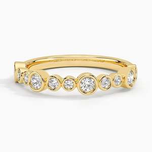 Art Deco Sólido 18K Oro amarillo y blanco 0.31ctw Conjunto de bisel de corte redondo Anillo de compromiso de diamante cultivado en laboratorio Anillo de Diamante Real genuino - Product Image 1