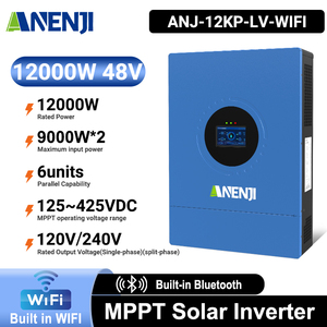 Anenji 12kw 120/240V Fase dividida 48V Inversor híbrido con WiFi CT Función paralela Versión de EE. UU. Certificado UL - Product Image 2