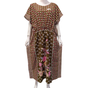 Vestido casual tipo kaftán de manga corta, cintura elástica con cordón de ajuste, hecho de rayón de alta calidad por Chrysanta. - Product Image 5