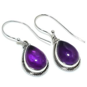 925 boucles d'oreilles classiques en argent massif bijoux pour femmes 925 argent Sterling améthyste pierres précieuses Style Boho boucles d'oreilles faites à la main cadeau - Product Image 1