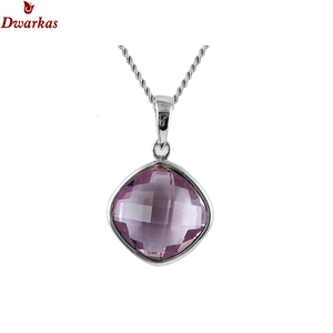 Vente en gros 925 argent Sterling Mini pierre pendentif collier meilleur cadeau pour les femmes améthyste bijoux fins pour les fêtes plaqué argent - Product Image 1