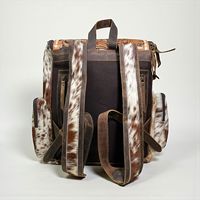 Tas Ransel Kulit Sapi Asli Barat Tahan Air Unisex Gaya Bohemian Tas Popok Buatan India dengan Penutup Ritsleting dan Gesper