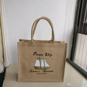 Wholesale <b>Large</b> Capacity Reusable Jute Grocery <b>Tote</b> <b>Bags</b> Eco-Friendly Custom Logo Design Stylish Letter Shopping Solution - Product Image 4