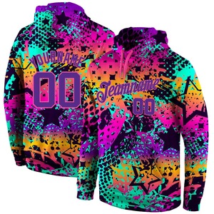 Venta al por mayor y Dropship Custom Stitched Graffiti Pattern Purple-Pink 3D Sports Pullover Sudadera con capucha - Product Image 1