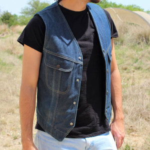 Meilleures ventes Gilet en jean sans manches pour hommes, fabriqué en usine, gilet en jean respirant et confortable pour adultes - Product Image 5