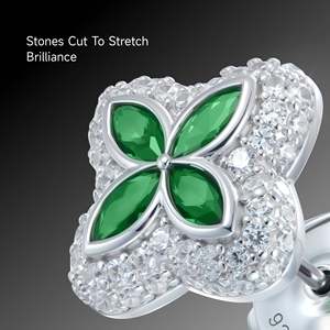 SHREYA DIAM Flower Shape 925 <b>Silver</b> <b>Stud</b> Earrings with Moissanite <b>Silver</b> Plated Women's Classic Party Jewelry Gift - Product Image 4
