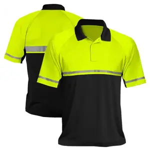 Hoge Zichtbaarheid Korte Mouw Shirt Twee Tone Veiligheid Polo Shirt Met Reflecterende Strepen Werknemer Bouw Polo T-Shirts