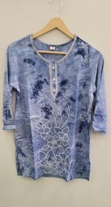 Kurta recto informal para mujer con bordado patrón geométrico botón decoración estilo tanque manga para primavera otoño estaciones - Product Image 3