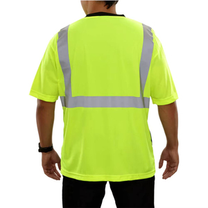 T-shirts de sécurité haute visibilité OEM T-shirt réfléchissant avec logo personnalisé de sécurité en gros noir respirant et réfléchissant - Product Image 4