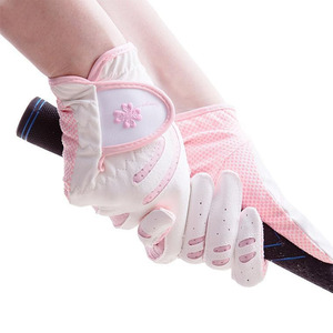 ถุงมือกอล์ฟสีชมพูสำหรับเด็กโตออกแบบได้ตามต้องการระบายอากาศได้ยืดหยุ่นสายหนังผ้าคอตตอนเนื้อนุ่มซักได้สำหรับกิจกรรมกีฬากลางแจ้ง - Product Image 5