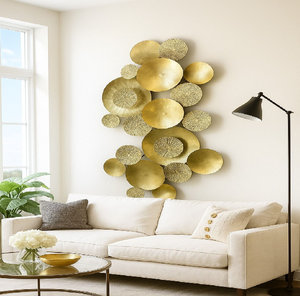 Art d'arbre en métal texturé à trois panneaux avec des accents de perles. Disponible à prix de gros. - Product Image 5