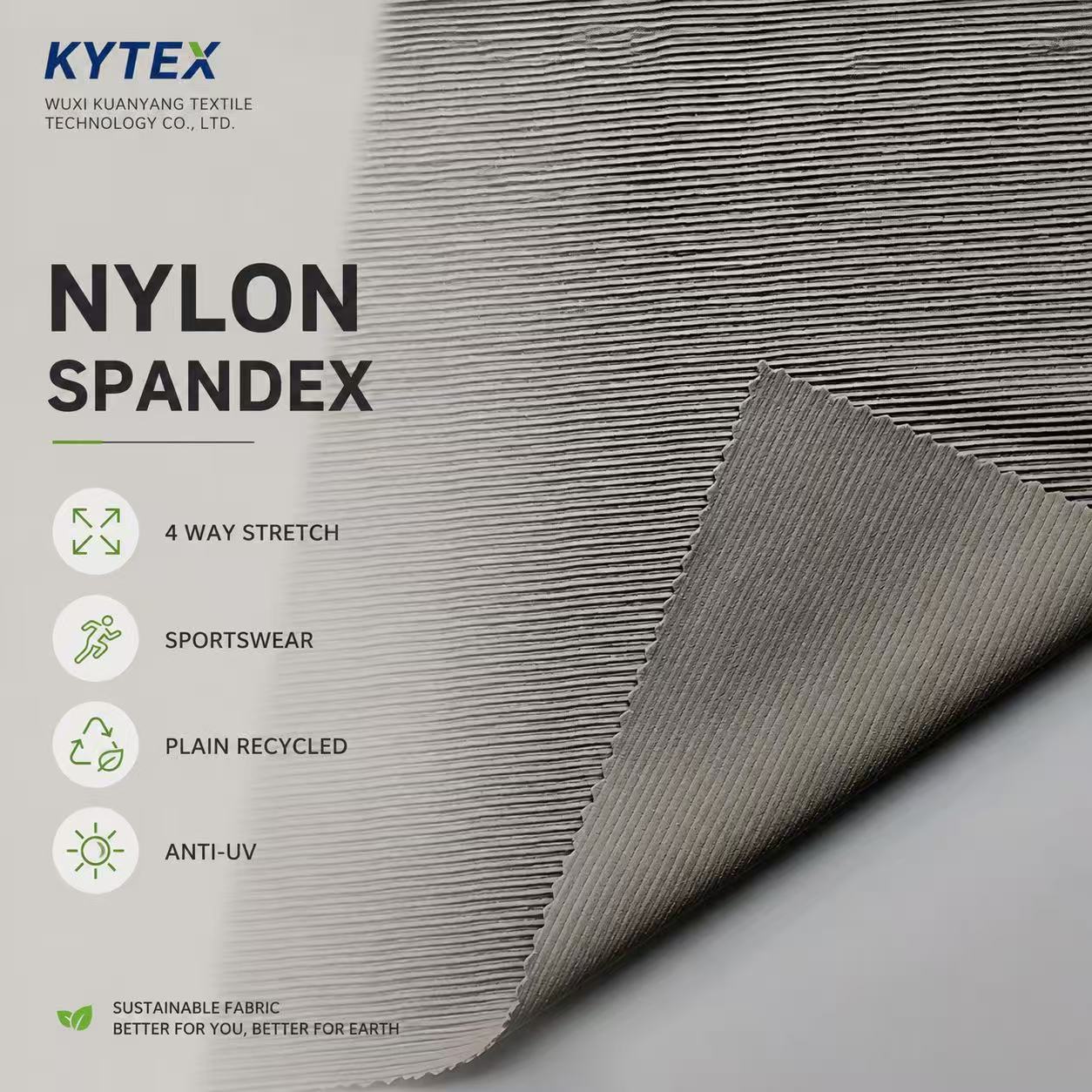 Anti-Bacterial Recycled Organic Warp Knit Stretch Breathable Quick-Dry UV Protection Nylon Sports Fabric