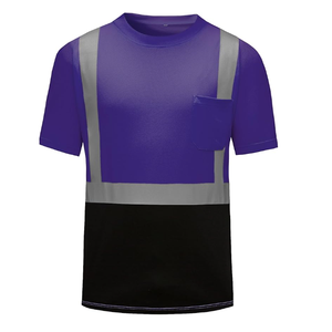 Camisa DE SEGURIDAD reflectante fluorescente de alta visibilidad Ropa de trabajo de construcción de poliéster de manga corta de secado rápido Ropa de trabajo de alta visibilidad - Product Image 5