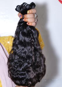 Cuticule vierge crue alignée extensions de cheveux humains du temple indien Double trame faisceaux naturels lâche vague profonde ondulée non traitée - Product Image 4