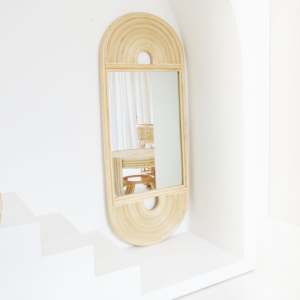 Espejos de baño modernos, espejo de montaje en pared de ratán hecho a mano natural extra grande de longitud completa - Product Image 2